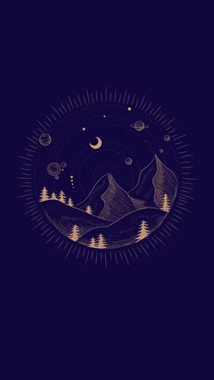 Beautiful Iphone Thin Mountain Line Art Wallpaper