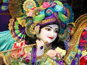 Beautiful Krishna Statue Mayapur Temple Wallpaper