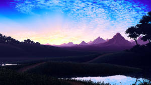 Beautiful Mountain Landscape Pixel Art Wallpaper