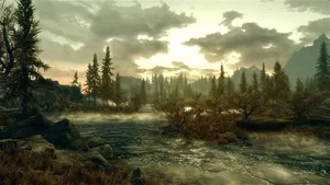 Beautiful Mountainscape Of Tamriel From The Elder Scrolls V: Skyrim Wallpaper