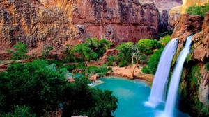Beautiful Waterfalls Rocky Scenery Wallpaper