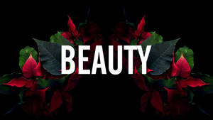 Beauty - A Black Background With Red Flowers Wallpaper