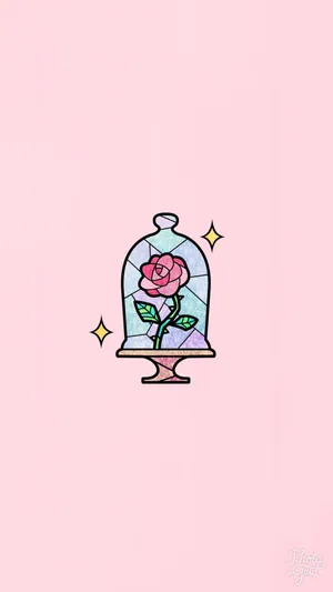 Beauty And The Beast Plain Pink Wallpaper