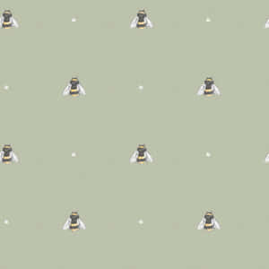 Bees Formation Cute Sage Green Surface Wallpaper
