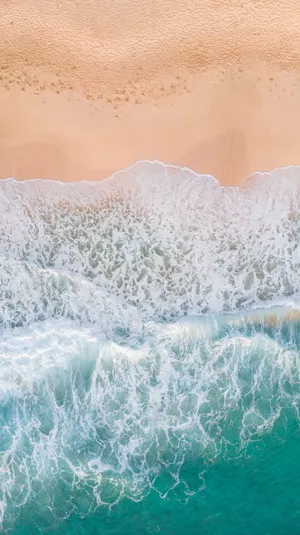 Beige Sand And Teal Sea Wallpaper