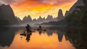 Beijing River In Sunset Wallpaper