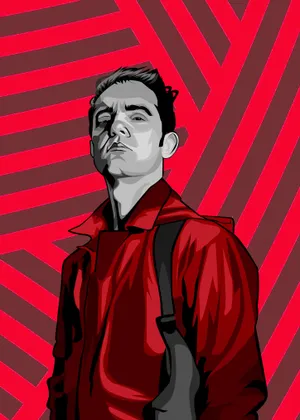 Berlin Money Heist Red Pattern Art Wallpaper