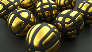 Best 3d Hd Black And Gold Spheres Wallpaper