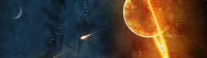 Best Dual Screen Fiery Saturan Wallpaper