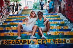 Best Friend On Lapa Stairs Wallpaper