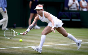 Bethanie Mattek-sands Engrossed In Chasing A Tennis Ball During A Match Wallpaper