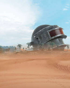 Bgmi Big Helmet On Sand Wallpaper