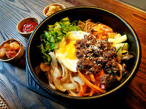 Bibimbap In A Cast Iron Bowl Wallpaper