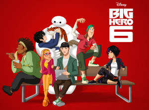 Big Hero 6 On A Bench Wallpaper