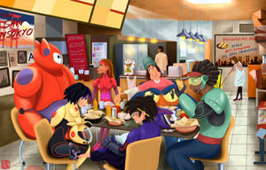 Big Hero 6 Team Eating Shawarma Wallpaper