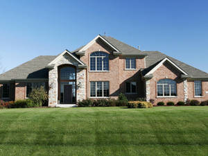 Big House With Freshly Mowed Lawn Wallpaper