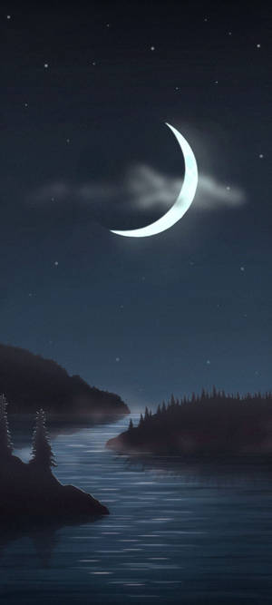 Big Waxing Crescent Moon Wallpaper