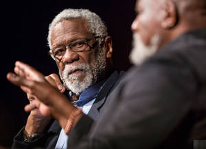 Bill Russell Nba Basketball Champion Discussion Wallpaper