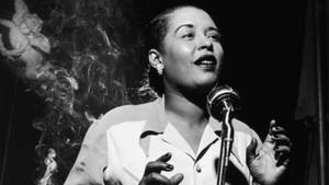 Billie Holiday Giving A Speech Wallpaper