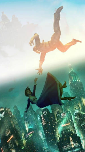 Bioshock Phone Falling Elizabeth And Booker Wallpaper