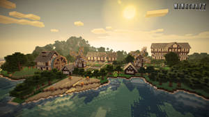 Birch Wood Mansion And Village Minecraft Hd Wallpaper