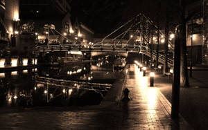 Birmingham City River At Night Wallpaper