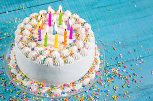 Birthday Cake With Candy Sprinkles Wallpaper