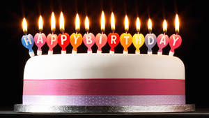 Birthday Cake With Happy Birthday Candles Wallpaper