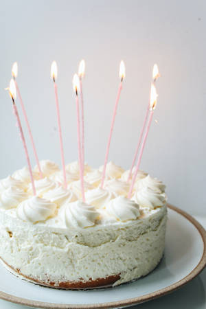 Birthday Cake With Long Candles Wallpaper