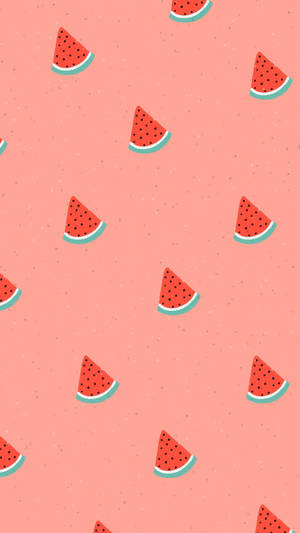 Bite Sized Cute Watermelon Pattern Art Wallpaper