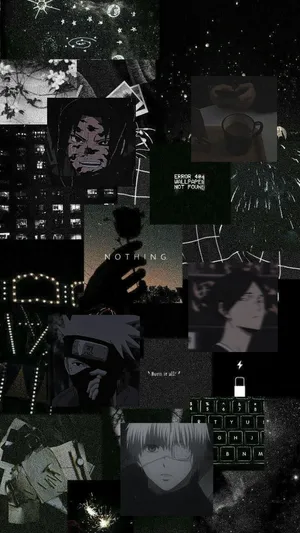 Black Aesthetic Anime Collage Characters Wallpaper