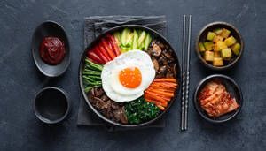 Black Aesthetic Bibimbap Food Image Wallpaper