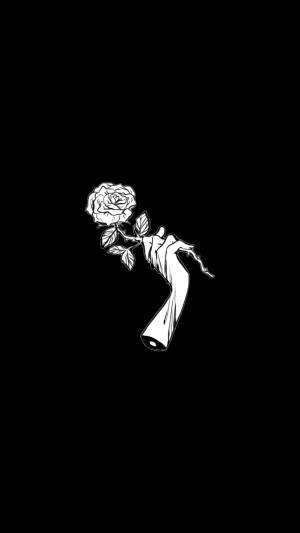 Black Aesthetic Iphone Hand With Rose Wallpaper