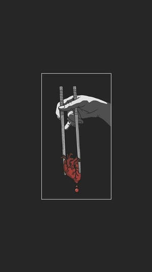 Black Aesthetic Phone Chopstick Heart Wallpaper
