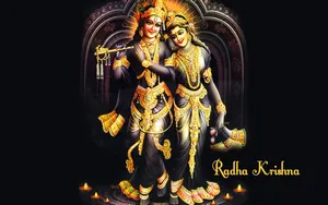 Black And Gold Radha And Krishna Desktop Wallpaper