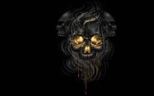 Black And Gold Skull Artwork Wallpaper