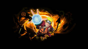 Black And Orange Backdrop Rasengan Attack Wallpaper