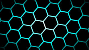 Black And Teal Hexagon Wallpaper