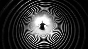 Black And White Aesthetic Tunnel Man Wallpaper