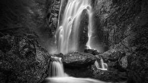 Black And White Art Waterfall Wallpaper