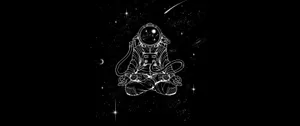 Black And White Astronaut Yoga Art Wallpaper