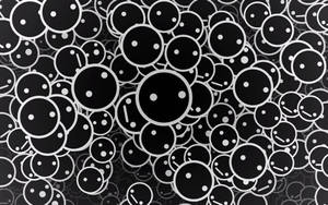 Black And White Circles With Dot Eyes Wallpaper