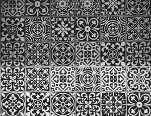 Black And White Damask Tile Pattern Wallpaper