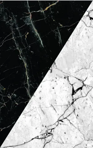 Black And White Diagonal Split Marble Wallpaper