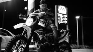 Black And White Farruko On Bike Wallpaper