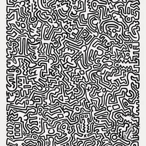 Black And White Graffiti Keith Haring Seamless Wallpaper
