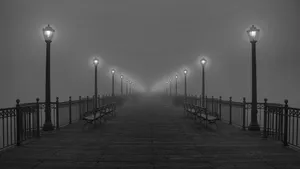 Black And White Hd Park Lamp Posts Wallpaper