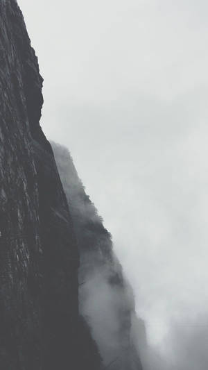 Black And White Iphone Mountain Cliff Wallpaper