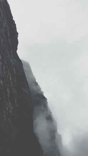 Black And White Iphone Mountain Cliff Wallpaper
