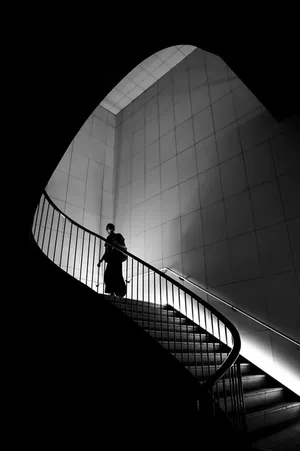Black And White Photography Aesthetic Stairs Wallpaper